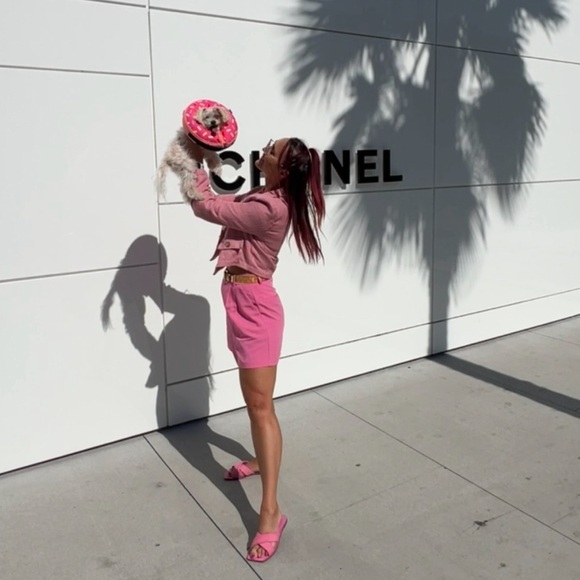 Upcycled Pink Tweed Cropped Blazer - Picture 3 of 15